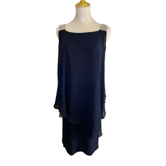Leslie Fay Dresses & Skirts - Leslie Fay Women's 4 Navy Evening Gown Rhinestone Embellishments Sleeveless New